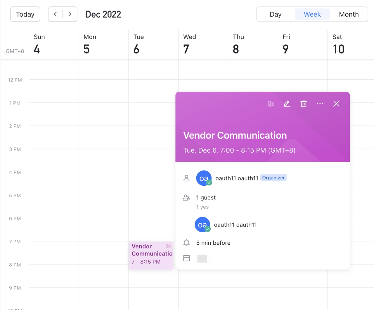 Chỉnh sửa sự kiện tạo trên Exchange trong Lark Calendar
